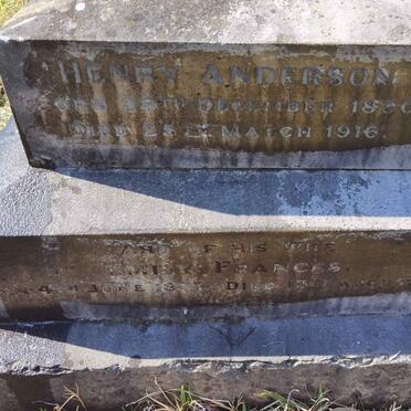 ANDERSON Henry 1830-1916 &amp; Emily Frances 1837-1929