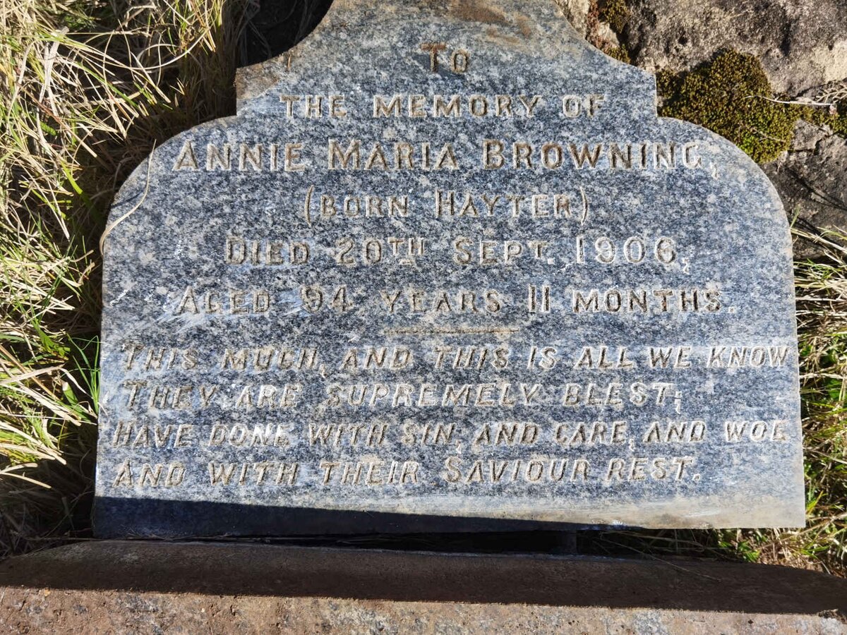 BROWNING Annie Maria nee HAYTER -1906