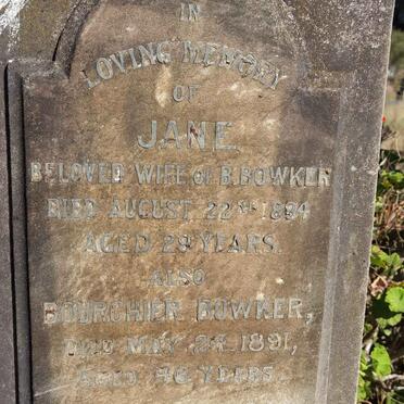 BOWKER Bourchier -1891 &amp; Jane -1884