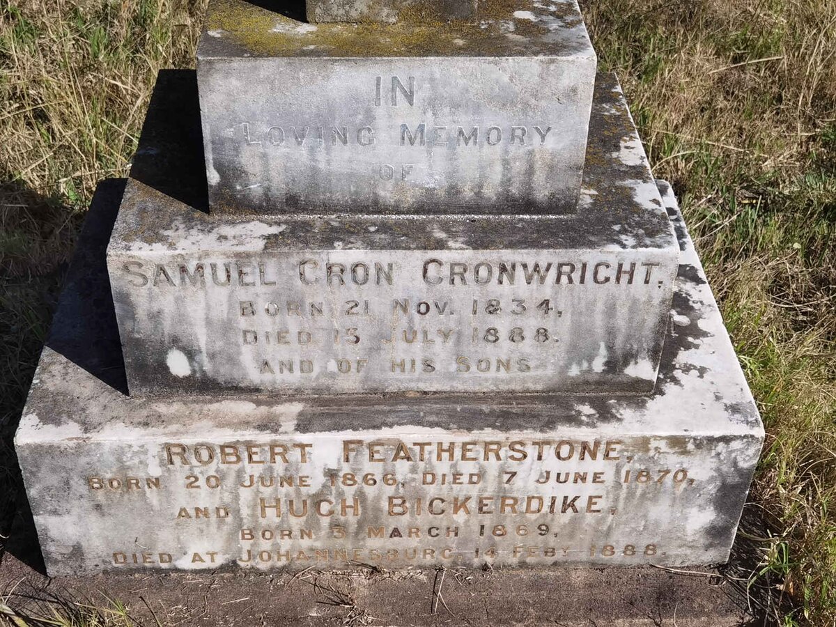 CRONWRIGHT Samuel Cron 1834-1888 :: CRONWRIGHT Robert Featherstone 1866-1870 :: CRONWRIGHT Hugh Bickerdike 1869-1888