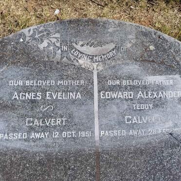 CALVERT Edward Alexander -1954 &amp; Agnes Evelina -1951