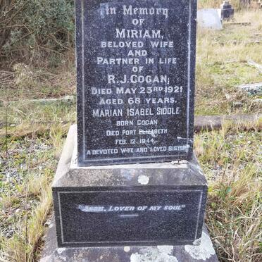 COGAN Miriam -1921 :: SIDDLE Marian Isabel nee COGAN -1944