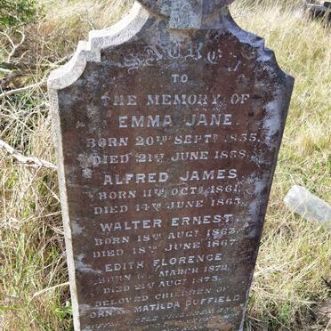 DUFFIELD Emma Jane 1855-1858 :: DUFFIELD Alfred James 1861-1863 :: DUFFIELD Walter Ernest 1863-1867 :: DUFFIELD Edith Florence 1872-1873