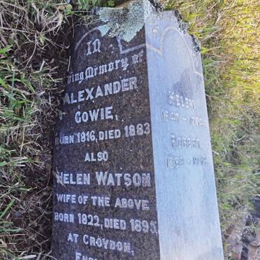 GOWIE Alexander 1816-1883 &amp; Helen WATSON 1822-1895 :: ? Helen 1847-1934 :: ? Robert 1864-1934