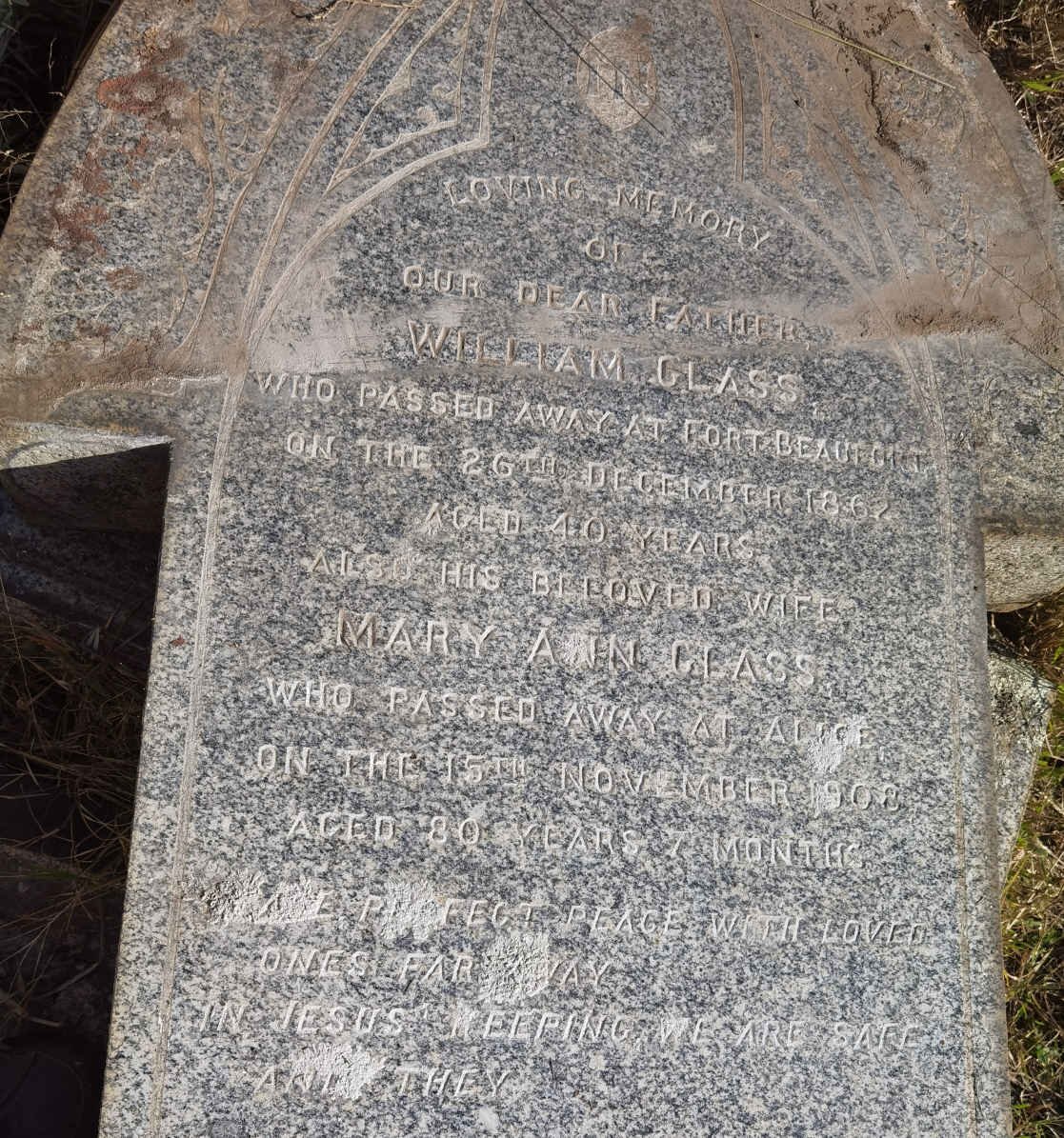 GLASS William -1862 &amp; Mary Ann -1908