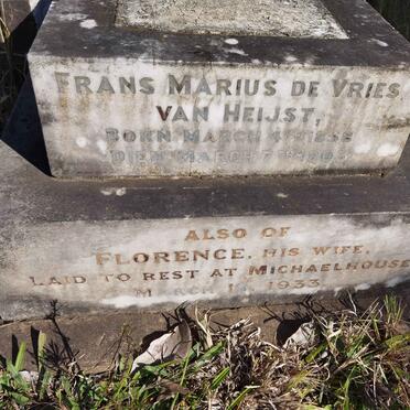 HEIJST Frans Marius de Vries, van 1858-1903 &amp; Florence -1933