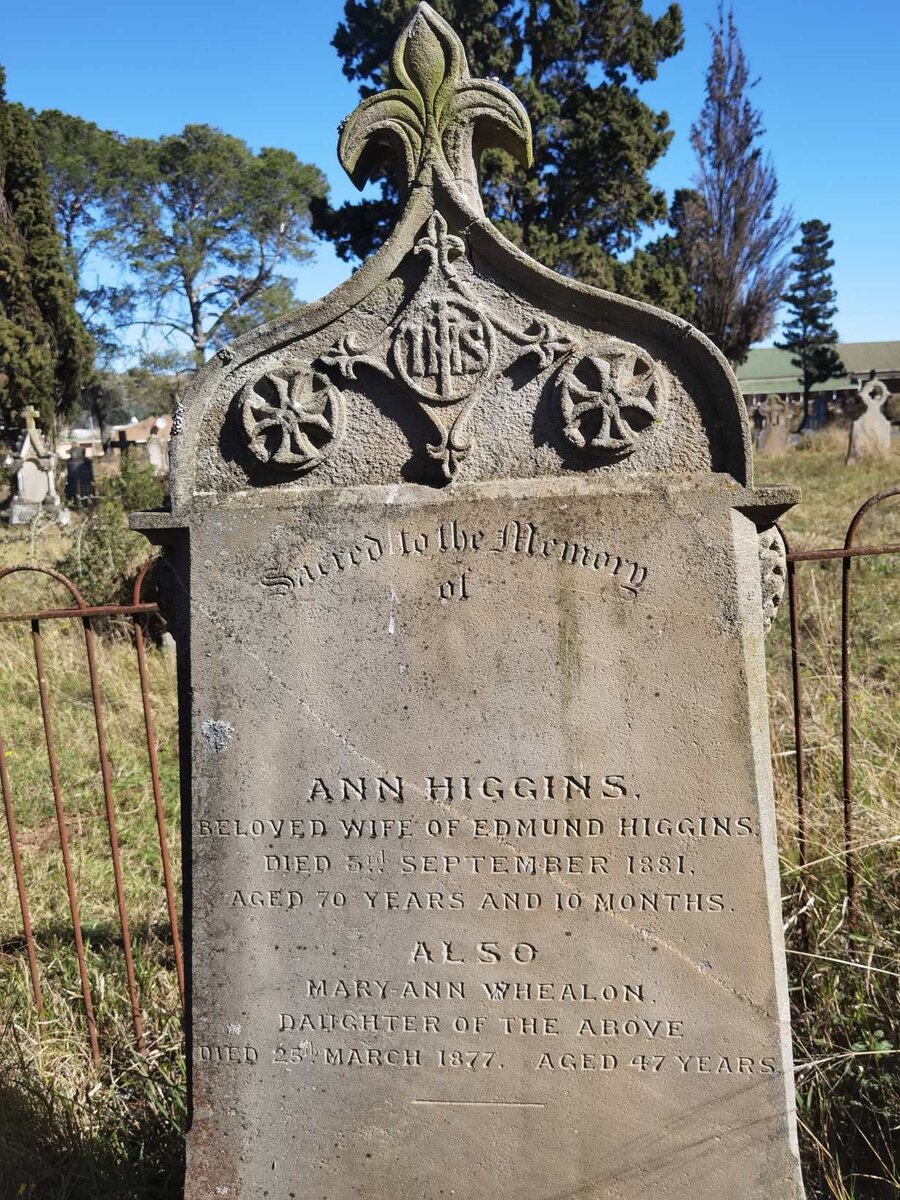 HIGGINS Ann -1881 :: WHEALON Mary-Ann -1877