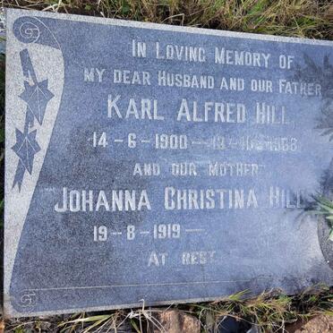 HILL Karl Alfred 1900-1966 &amp; Johanna Christina 1919-