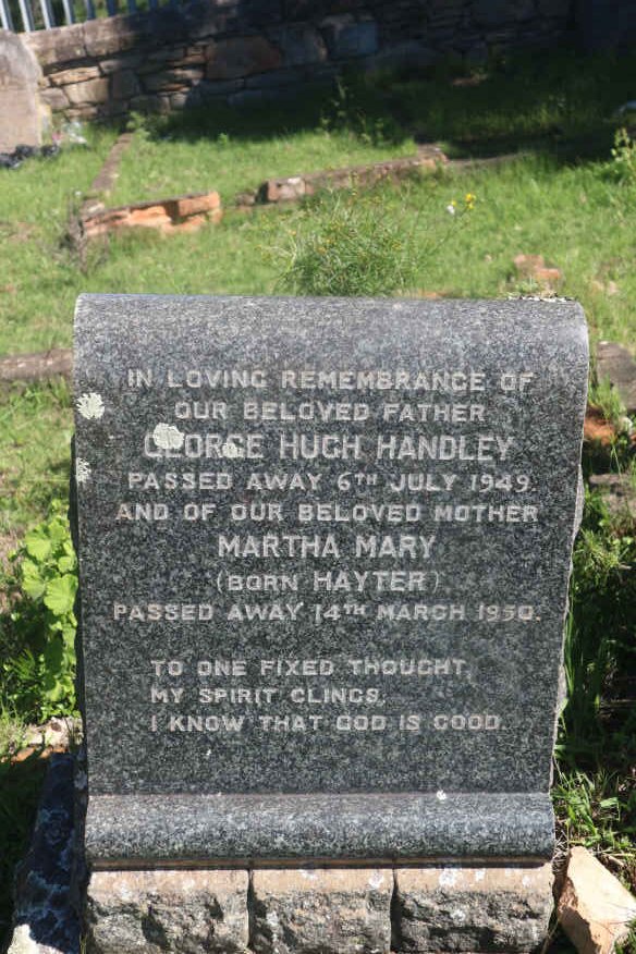 HANDLEY George Hugh -1949 &amp; Martha Mary HAYTER -1950