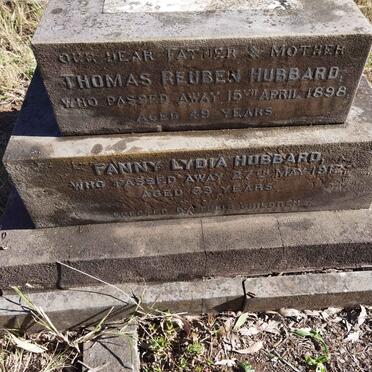 HUBBARD Thomas Reuben -1898 &amp; Fanny Lydia -1912