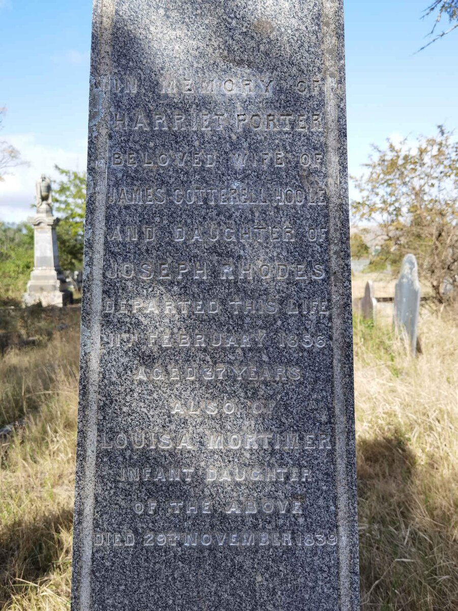 HOOLE Harriet Porter nee RHODES -1856 :: HOOLE Louise Mortimer -1839