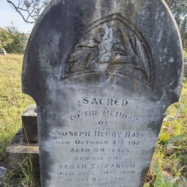 HALL Joseph Henry -1921 & Sarah Elizabeth -1920