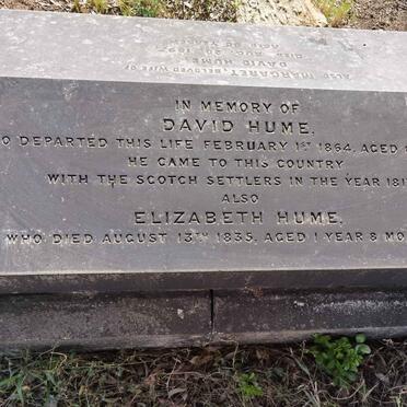 HUME David -1864 &amp; Margaret -1897 :: HUME Elizabeth -1835 _1