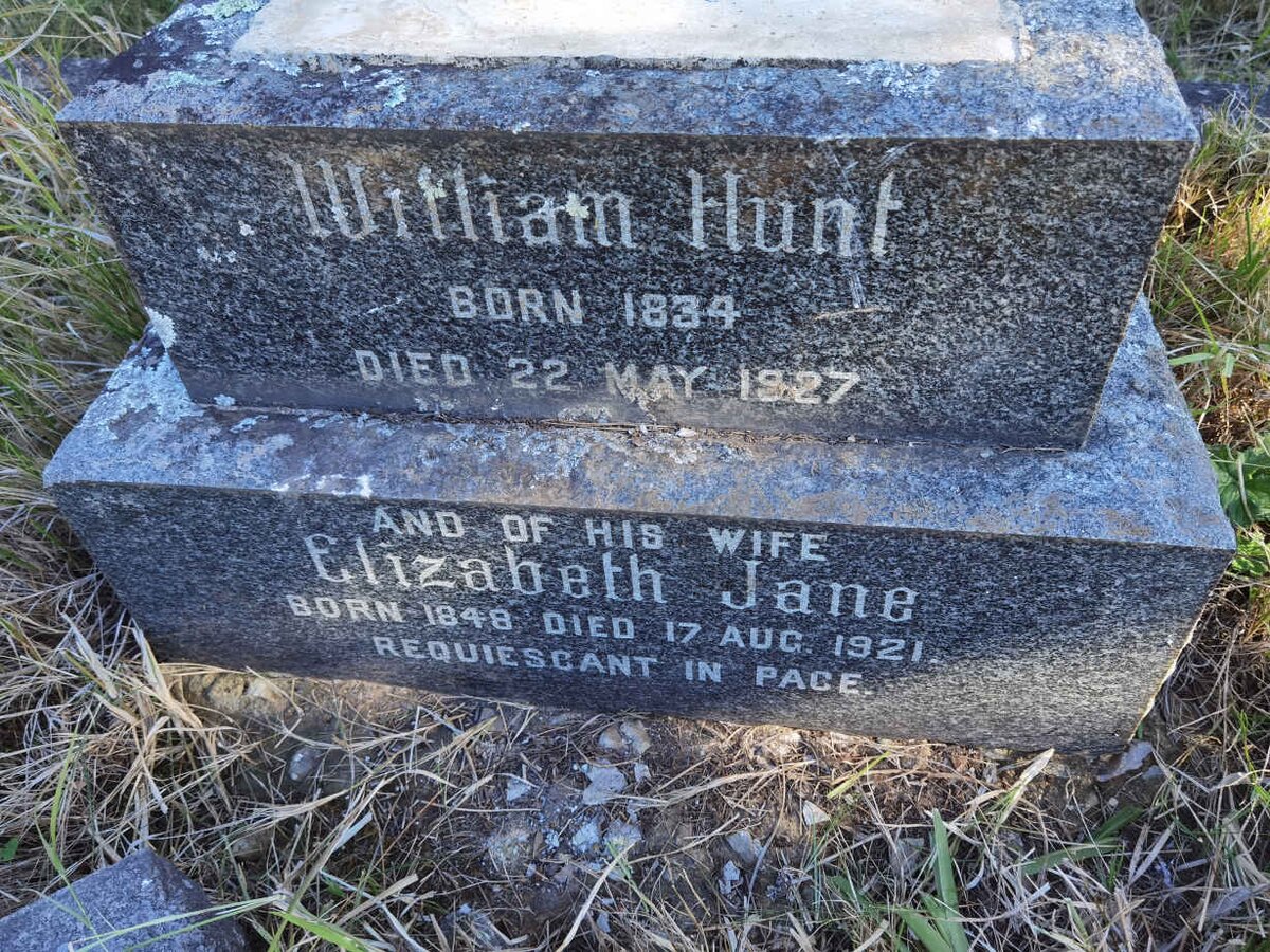 HUNT William 1834-1927 &amp; Elizabeth Jane 1848-1921