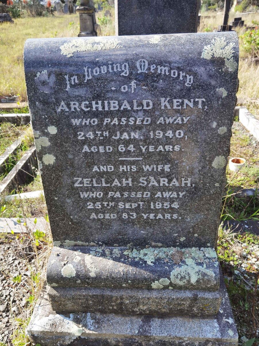 KENT Archibald -1940 &amp; Zellah Sarah -1954