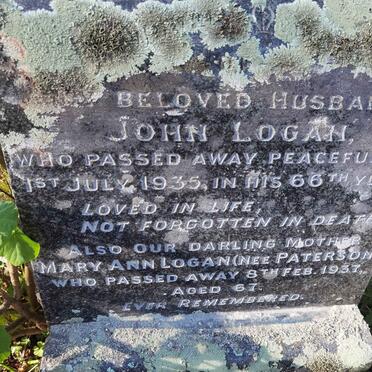 LOGAN John -1935 &amp; Mary Ann PATERSON -1937
