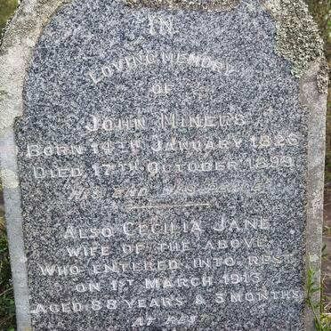 MINERS John 1826-1899 &amp; Cecilia Jane -1913