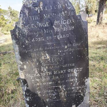 PRICE George -1838 :: CURLY Elizabeth Mary -1860