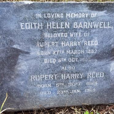 REED Rupert Harry 1884-1969 &amp; Edith Helen BARNWELL 1882-1957