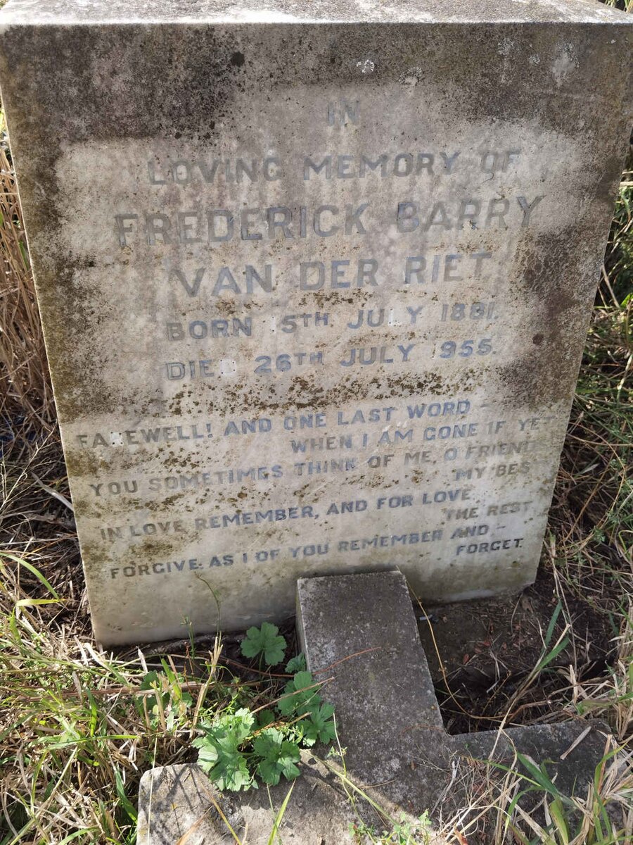 RIET Frederick Barry, van der 1881-1955