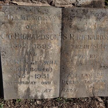 RICHARDSON C.F. 1842-1895 &amp; Agnes BOWER 1852-1931 :: RICHARDSON S.R. 1870-1925