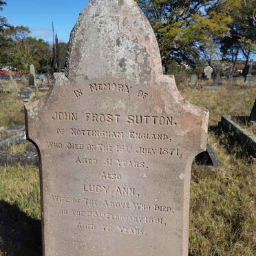 SUTTON John Frost -1871 &amp; Lucy Ann -1891