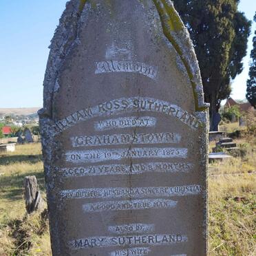 SUTHERLAND William Ross -1873 &amp; Mary -1885