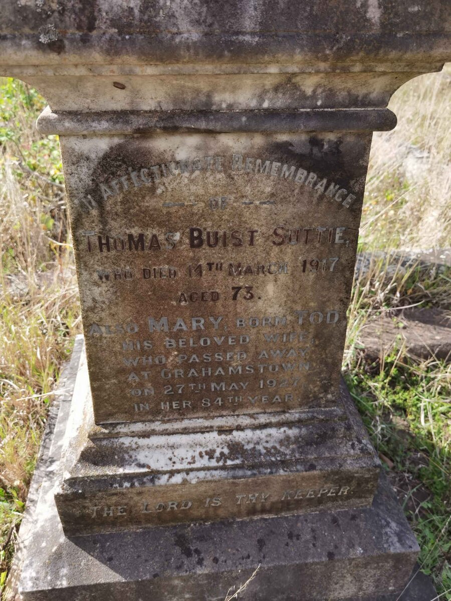 SUTTIE Thomas Buist -1917 &amp; Mary TOD -1927