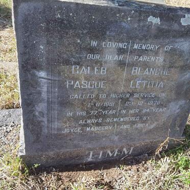 TIMM Caleb Pascoe -1961 &amp; Blanche Letitia -1976