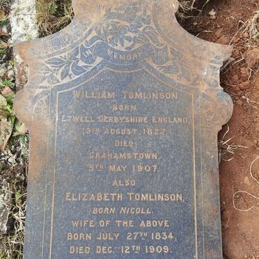 TOMLINSON William 1827-1907 &amp; Elizabeth NICOLL 1834-1909