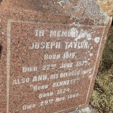 TAYLOR Joseph 1819-1873 &amp; Ann BENNETT 1824-1868