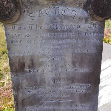 WEDDERBURN Charles Christopher Dubarry -1865 :: WEDDERBURN Sarah Ann -1855 :: WEDDERBURN Alfred Ernest George -1862