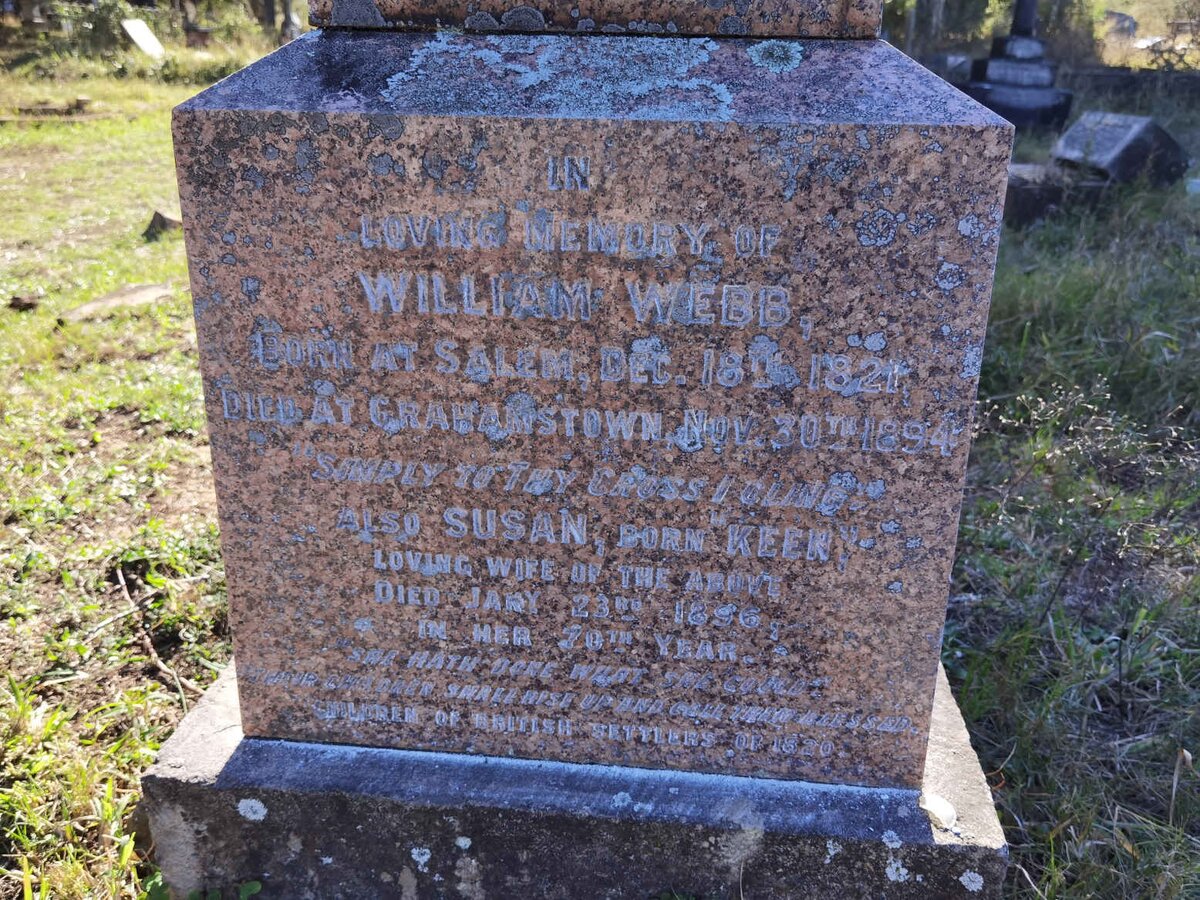 WEBB William 1821-1894 &amp; Susan KEEN -1896