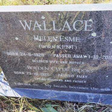 WALLACE Royden Clyde Brooks 1925- &amp; Helen Esme KENT 1929-2010