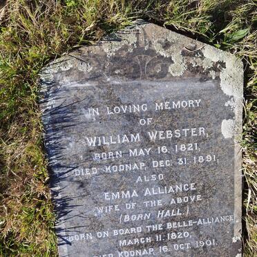 WEBSTER William 1821-1891 &amp; Emma Alliance HALL 1820-1901
