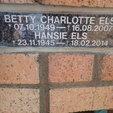 ELS Hansie 1945-2014 &amp; Betty Charlotte 1949-2007