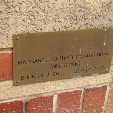 MOSS Margaret Southey nee STIRK 1926-1999
