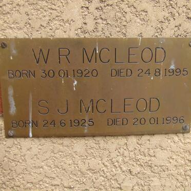 MCLEOD W.R. 1920-1995 &amp; S.J. 1925-1996