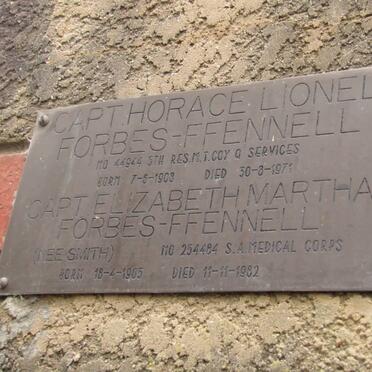FFENNELL Horace Lionel, FORBES 1908-1971 &amp; Elizabeth Martha SMITH 1905-1982