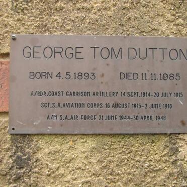 DUTTON George Tom 1893-1985