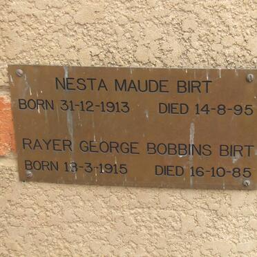 BIRT Rayer George Bobbins 1915-1985 &amp; Nesta Maude 1913-1995