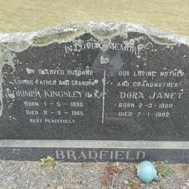 BRADFIELD Lorimer Kingsley 1898-1965 &amp; Dora Janet 1900-1982