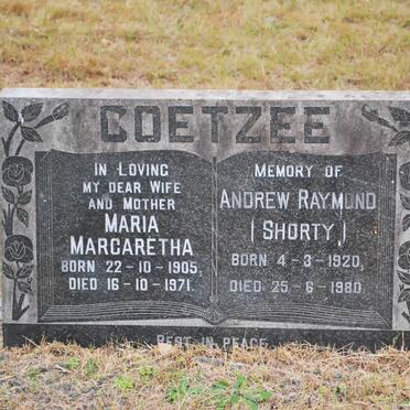 COETZEE Andrew Raymond 1920-1980 &amp; Maria Margaretha 1905-1971