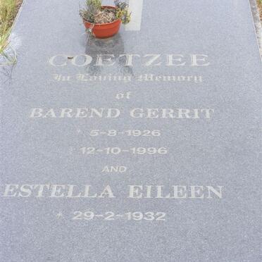 COETZEE Barend Gerrit 1926-1996 &amp; Estella Eileen 1932-