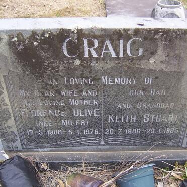 CRAIG Keith Stuart 1906-1985 &amp; Florence Olive MILES 1906-1976
