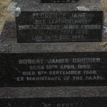CROZIER Robert James 1862-1949 &amp; Florence Jane LEATHERLAND 18?8-1947