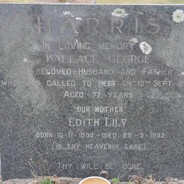 HARRIS Wallace George -1972 &amp; Edith Lily 1900-1992