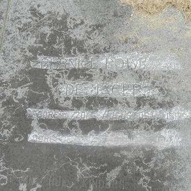 JAGER Carel Johannes Cornelius, de 1906-1973 &amp; Bernice Rowena 1910-1974 