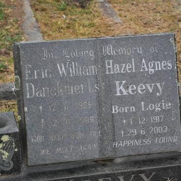 KEEVY Eric William Danckwerts 1905-1989 &amp; Hazel Agnes LOGIE 1917-2003