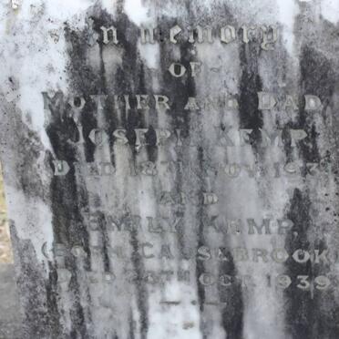 KEMP Joseph -1931 &amp; Emily CANSEBROOK -1939